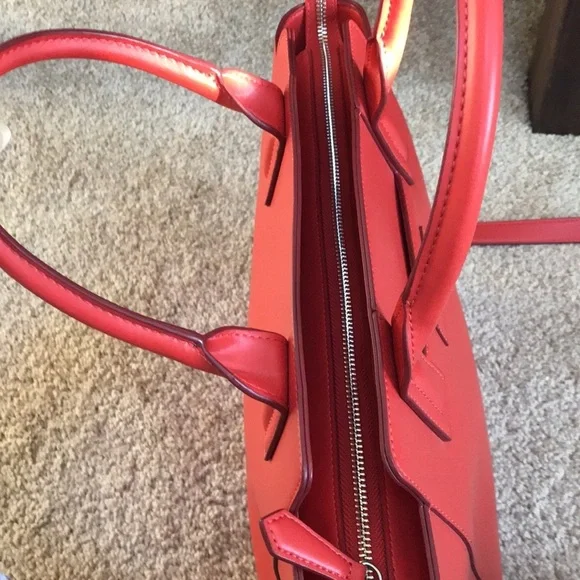 Vera Bradley dark orangish red faux leather zippered satchel. - Picture 5 of 12